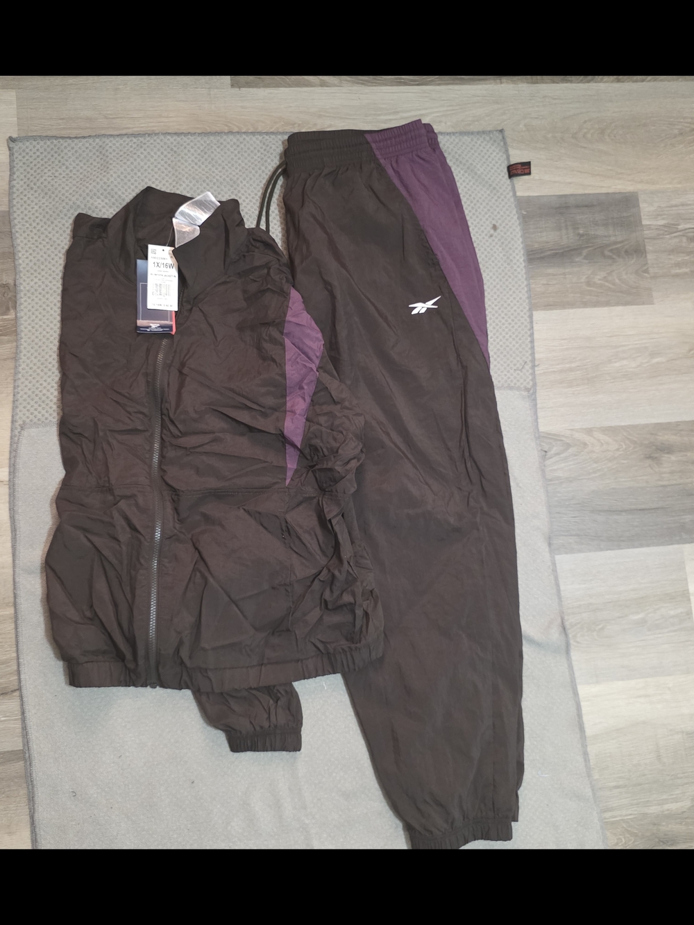 Reebok Brown Track Jacket & Pants with Purple Panels